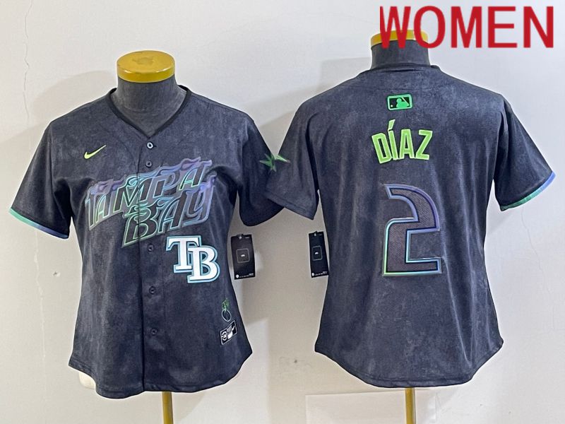 Women Tampa Bay Rays #2 Diaz Nike MLB Limited City Connect Black 2024 Jersey style 5->youth mlb jersey->Youth Jersey